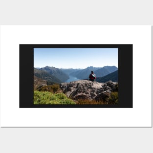 Resting During the Hike with Mountain view on Kepler Track Posters and Art